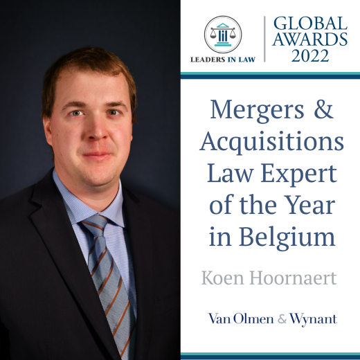 Koen Hoornaert M&A Law Expert of the Year (Belgium)